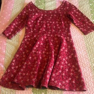 Red floral pattern dress